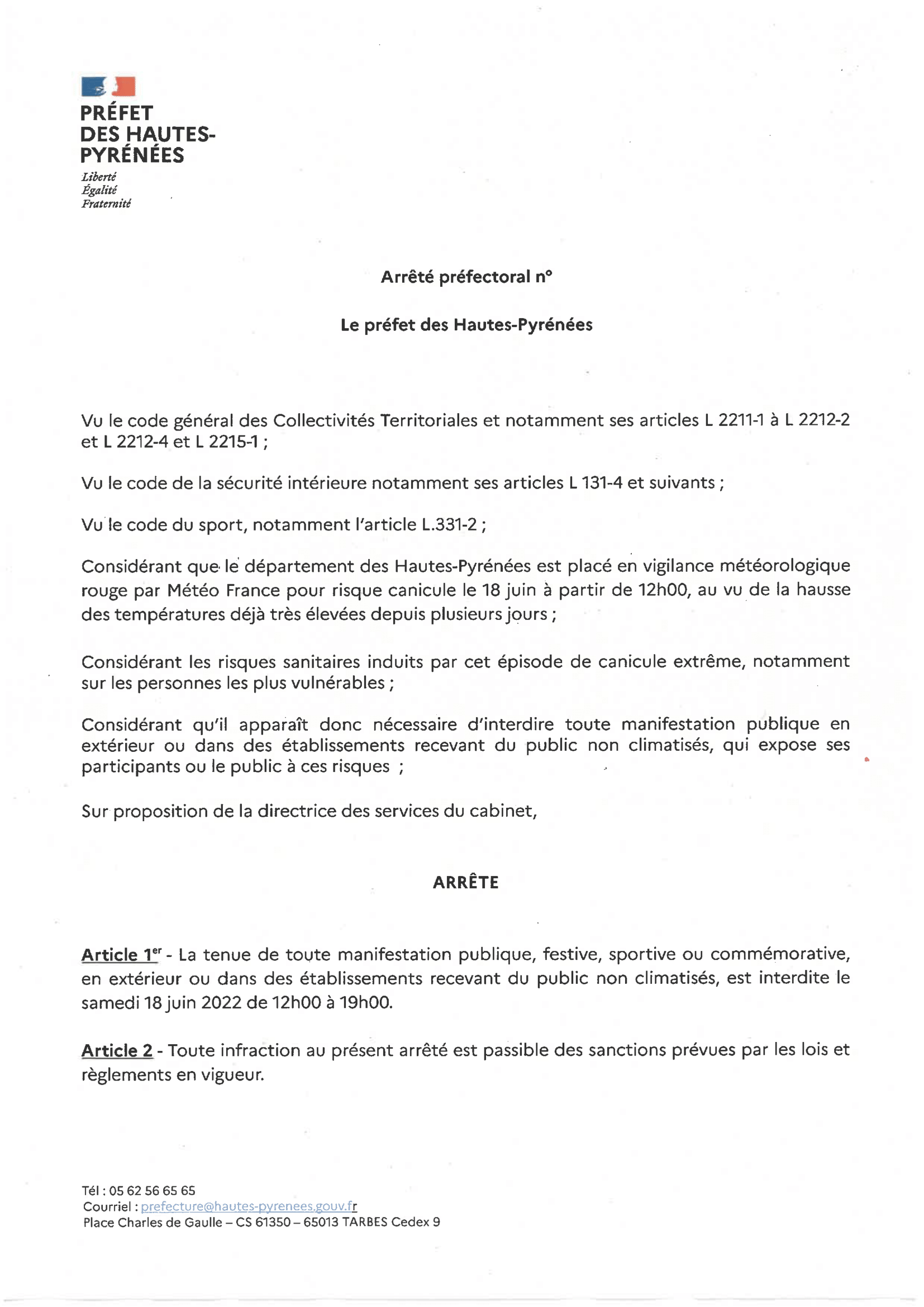 arreté prefectoral