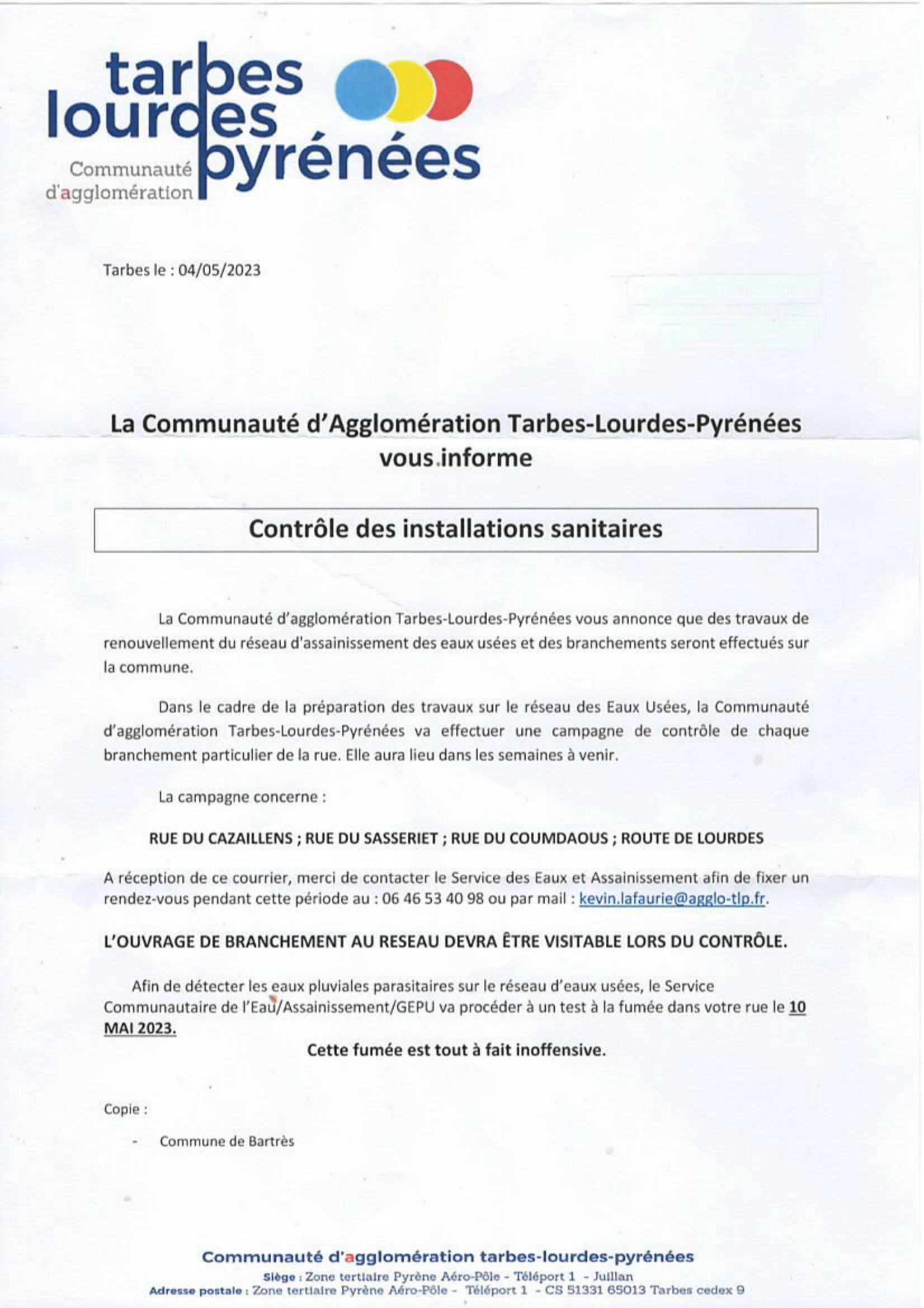 contrôle des installations sanitaires