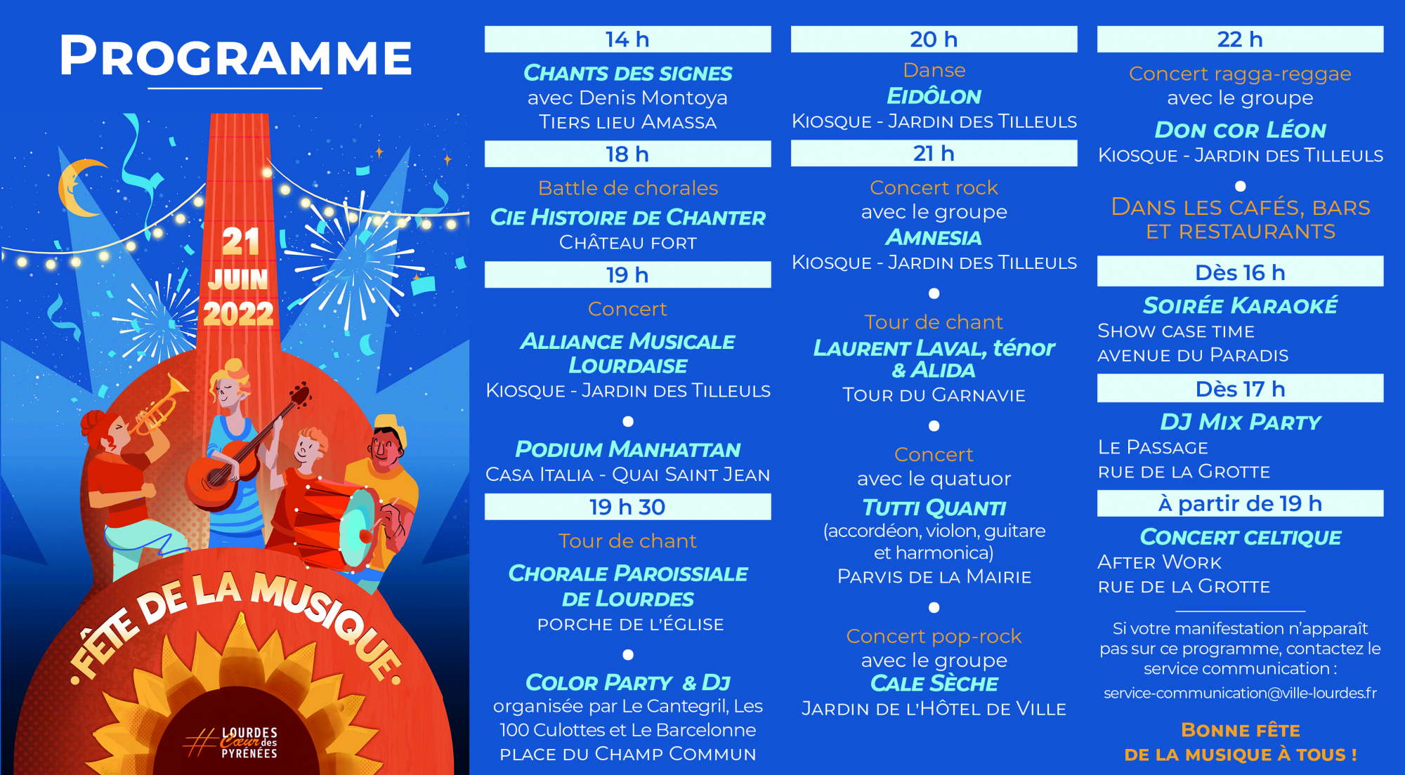 programme Fête de la musique 2022