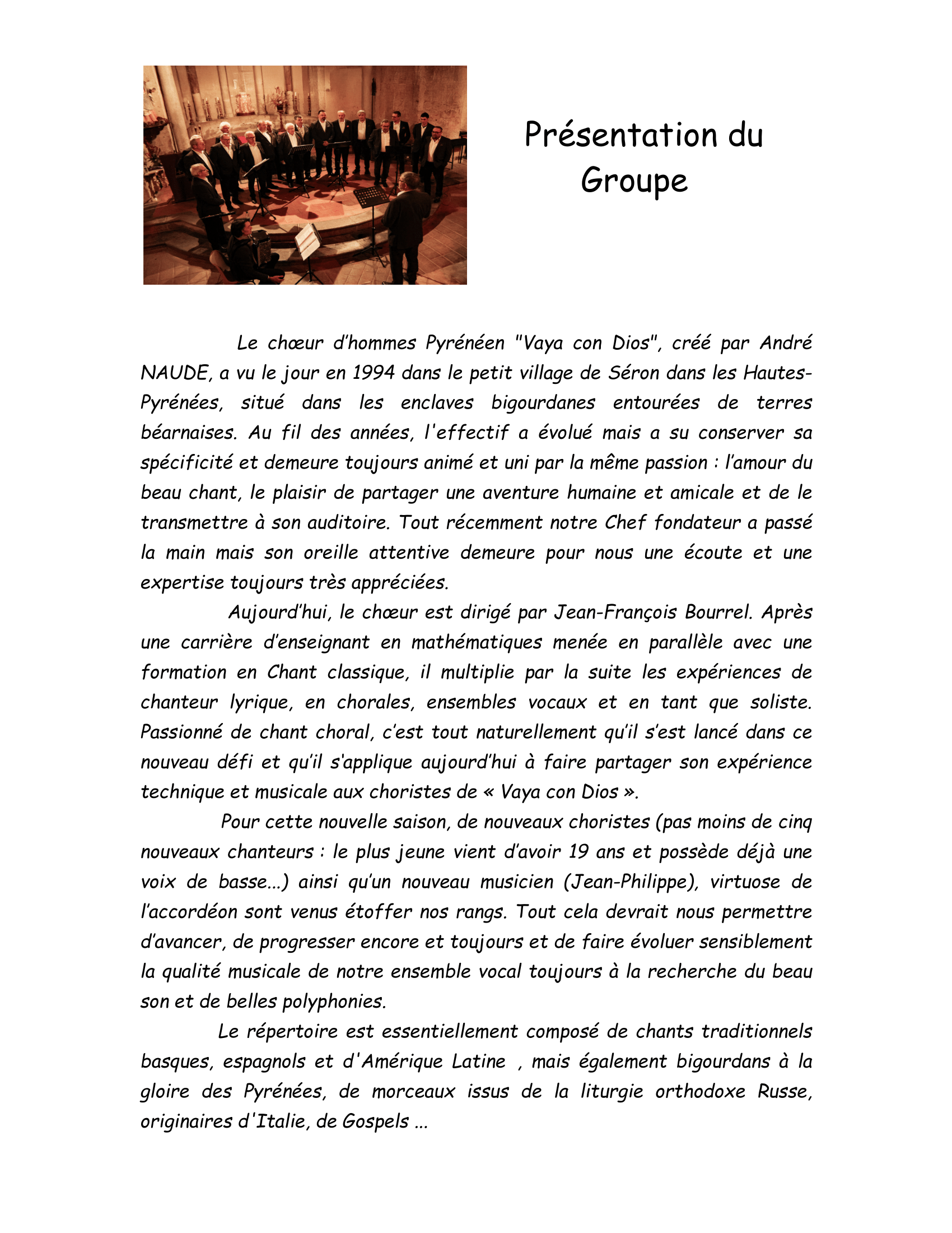 DOCUMENT Présentation groupe VAYA CON DIOS