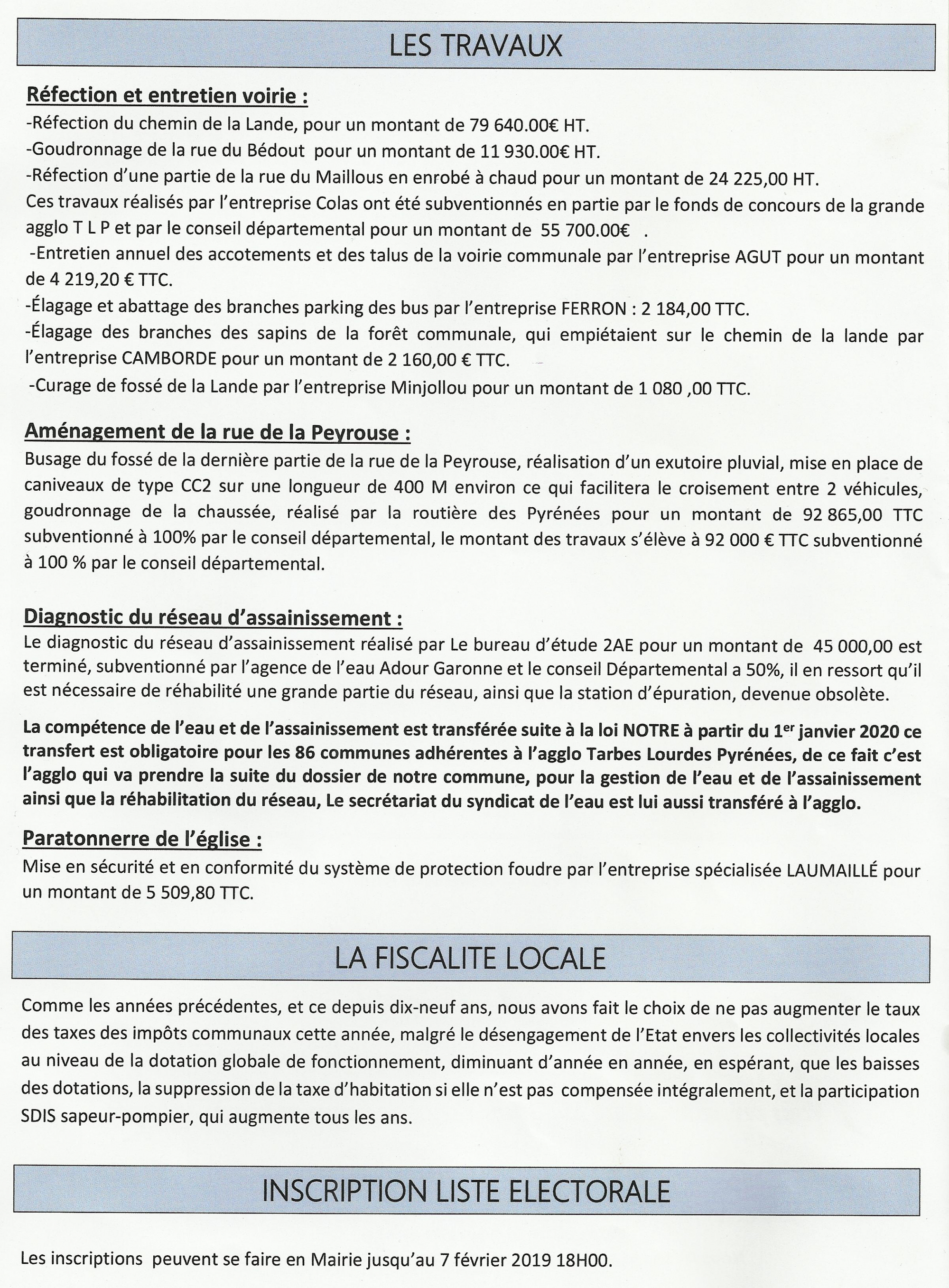 Bartrès: Information Communale : Vœux, Travaux, Animations...