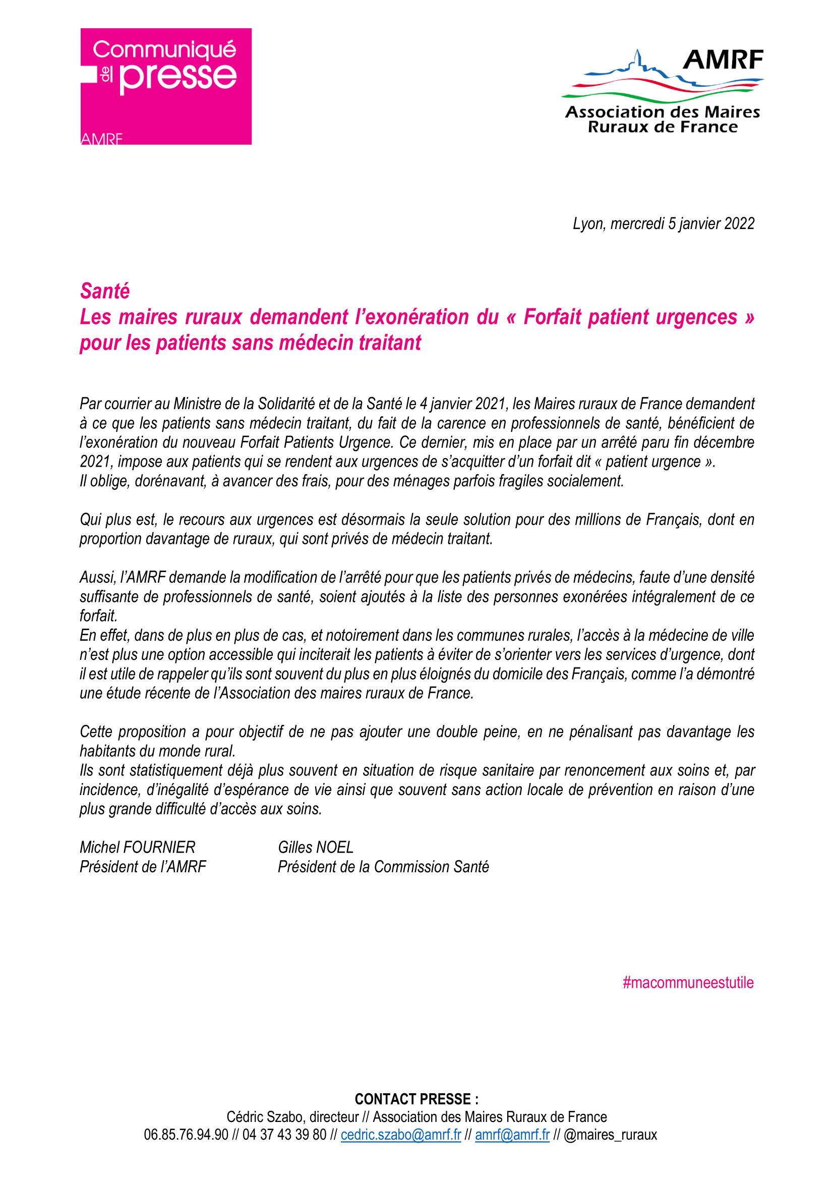 COMMUNIQUE DE PRESSE