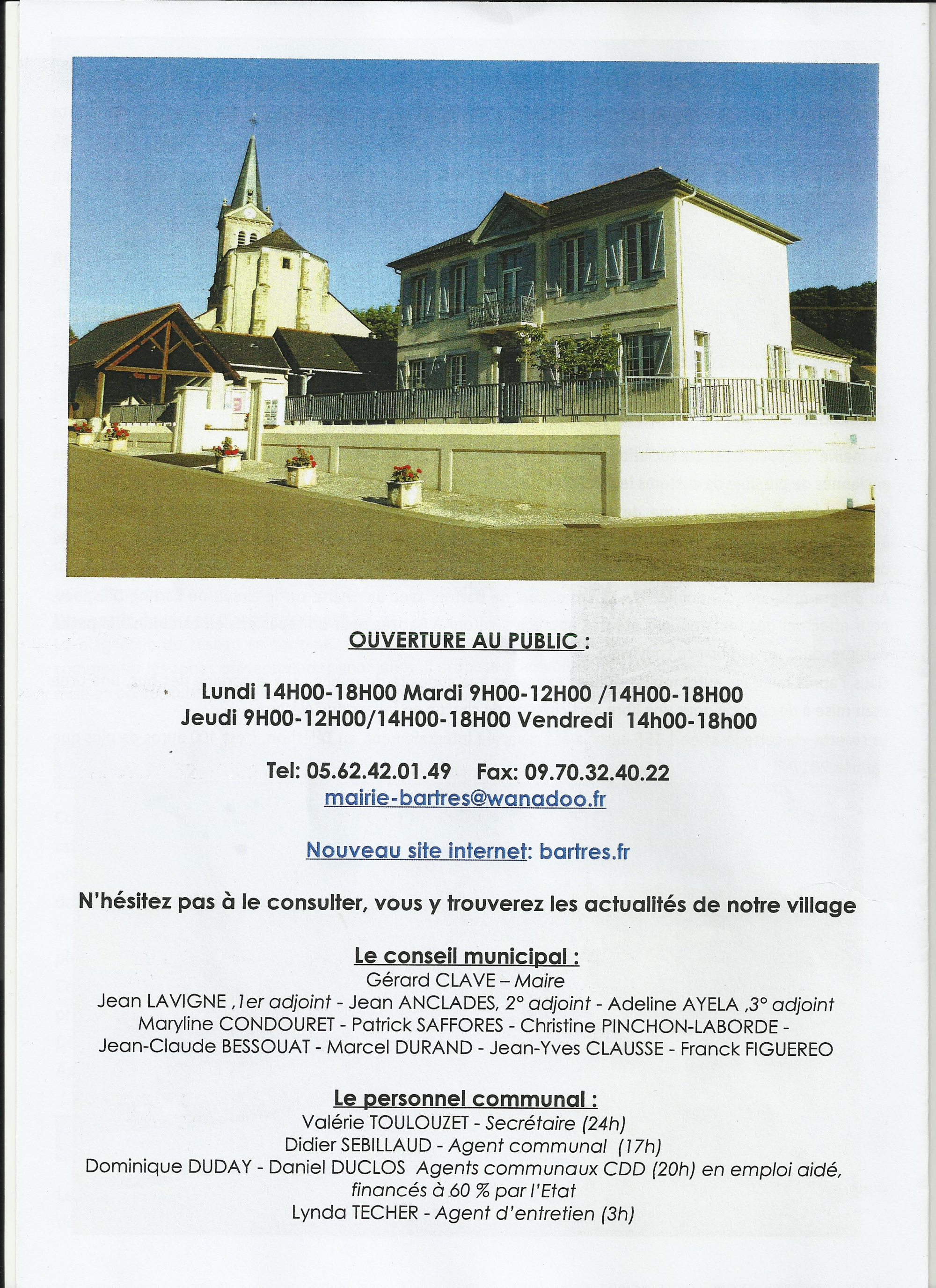 Information Communale 2019 (Les Travaux-La fiscalité Locale-les Animations-Ouverture au Public (Fermée le Mercredi,samedi et dimanche)