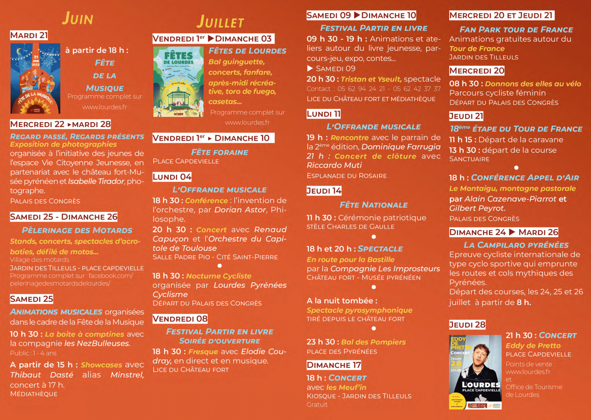 programme  estival Lourdes 2022