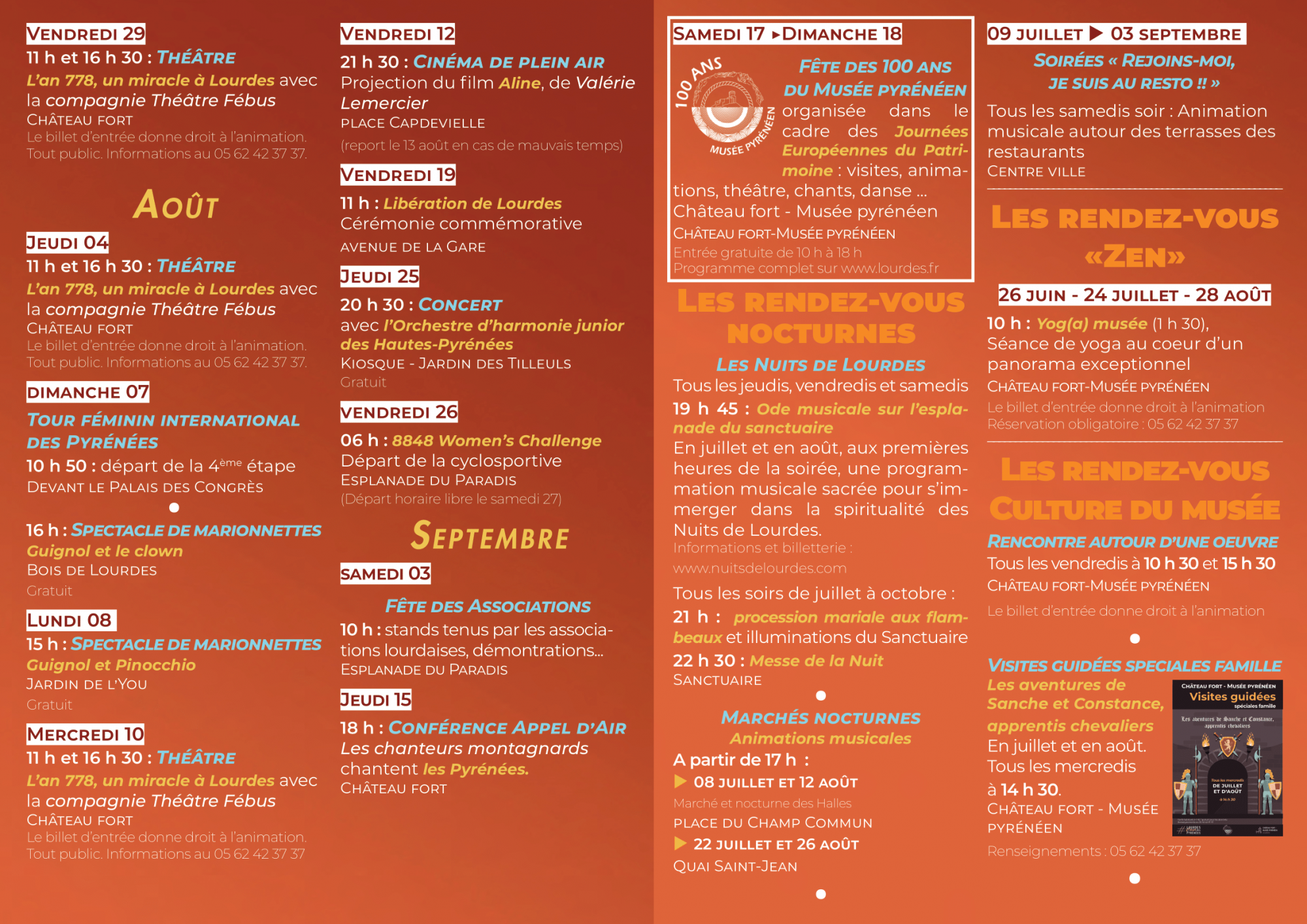 programme  estival Lourdes 2022